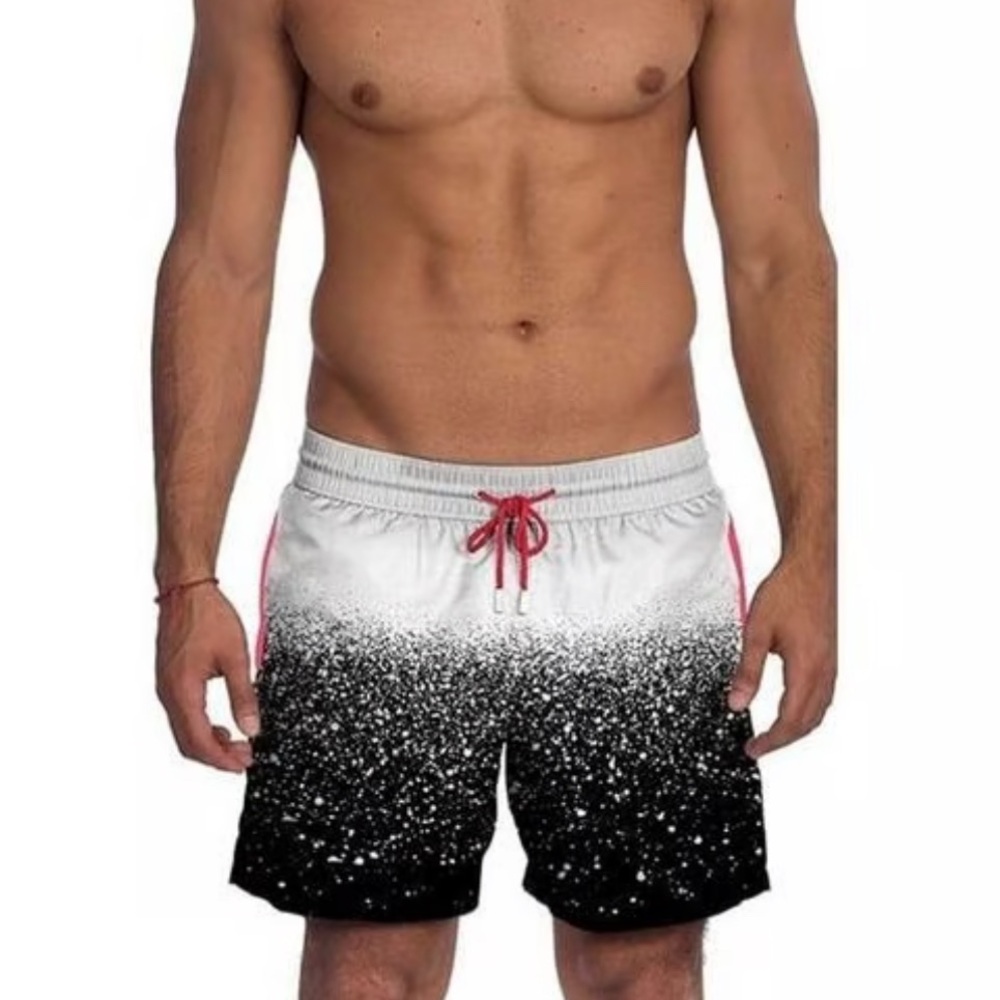 Le Club Original Snow Swim Trunks Snow White Black Mens Size XL